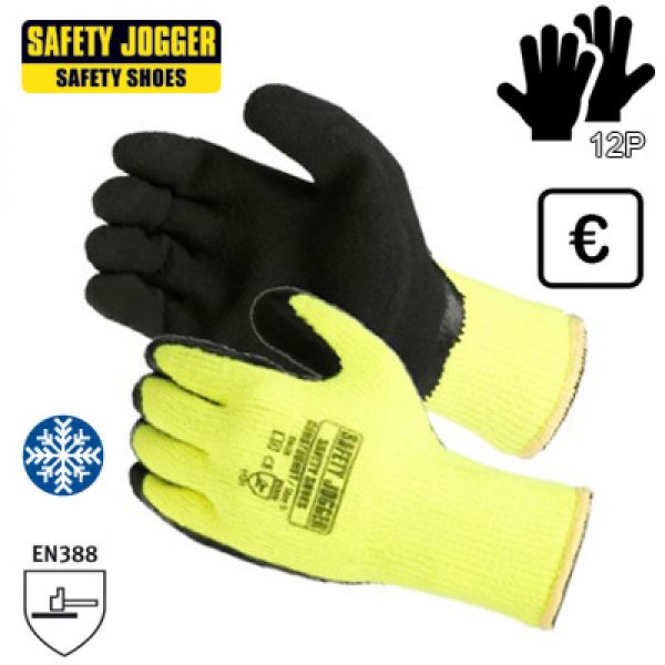  Safety Jogger - 12 PAAR Construhot gevoerde werkhandschoenen + latex palm voor extra grip