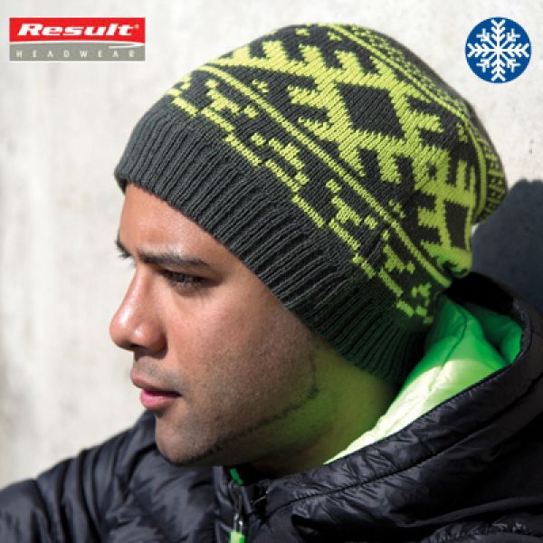 Result - Nordic Knitted Hat - warme wintermuts met fleece voering - R371X