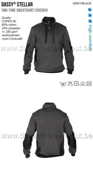 Dassy - Stellar (300394) Tweekleurige werksweater / sweatshirt grijs/zwart