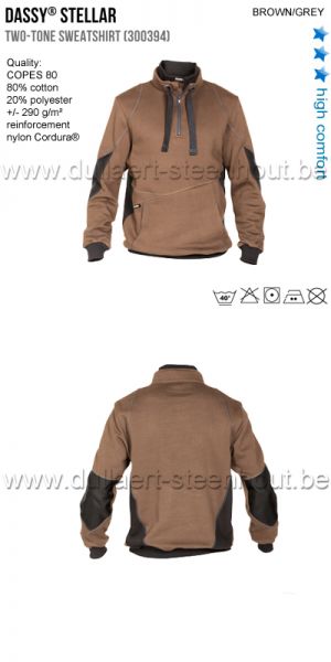 Dassy - Stellar (300394) Tweekleurige werksweater / sweatshirt bruin/grijs