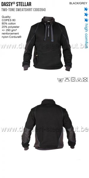 Dassy - Stellar (300394) Tweekleurige werksweater / sweatshirt zwart / grijs