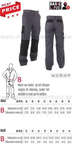 Basic Line - Devon grijs/zwart werkbroek met kniezakken