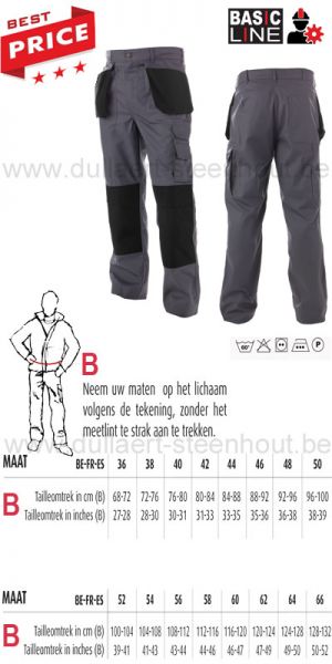 Basic Line - Seaton grijs/zwart - Multizakken werkbroek met kniezakken