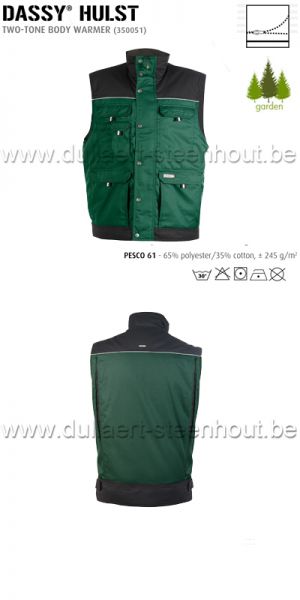  DASSY® Hulst (350051) Tweekleurige bodywarmer met fleece voering / groen - zwart