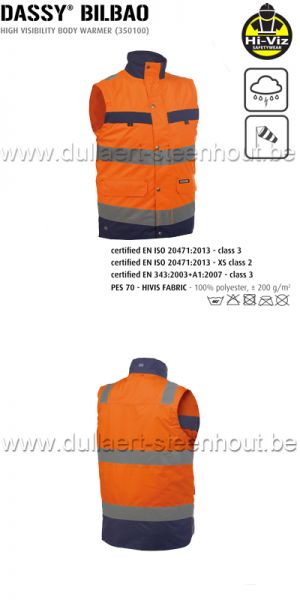 DASSY® Bilbao (350100) Fluo oranje bodywarmer / oranje - navy