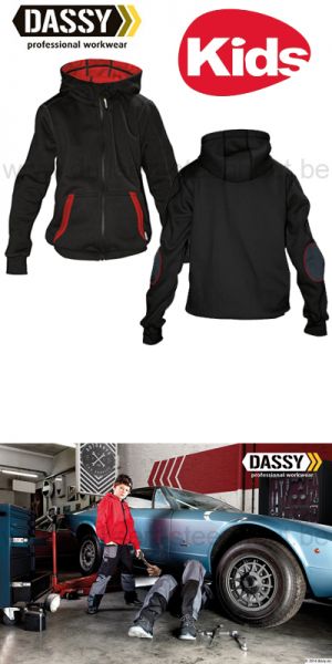  DASSY® Watson Kids (300391) Sweatshirt hoodie / zwart-rood