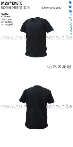 DASSY® Kinetic (710019) Tweekleurige T-shirt / hoge kwaliteit / zwart-azuurblauw