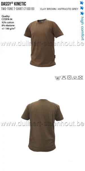 DASSY® Kinetic (710019) Tweekleurige T-shirt / hoge kwaliteit / leembruin - antraciet grijs