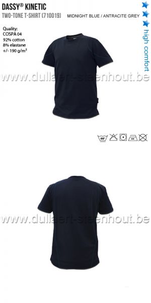 DASSY® Kinetic (710019) Tweekleurige T-shirt / hoge kwaliteit / nachtblauw - antraciet grijs