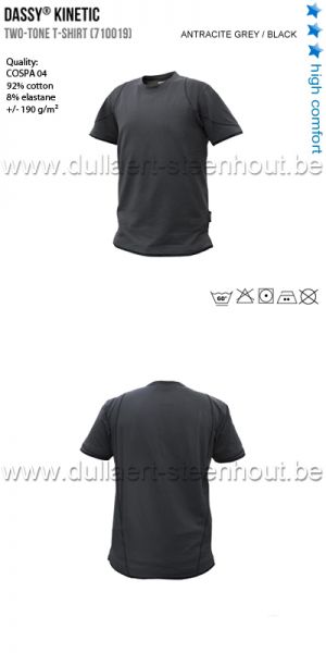 DASSY® Kinetic (710019) Tweekleurige T-shirt / hoge kwaliteit / antraciet grijs - zwart