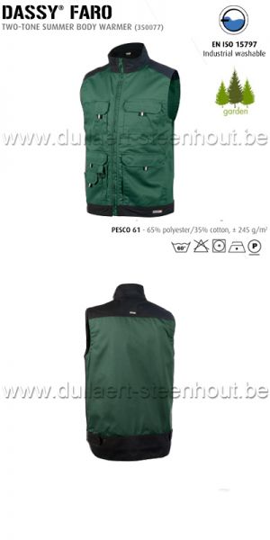 DASSY® Faro (350077) Tweekleurige bodywarmer - groen / zwart