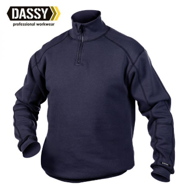Dassy werksweater / werktrui met rits Felix marine-blauw