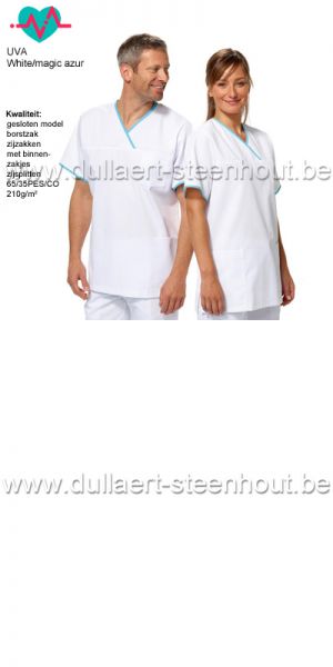 Healthcare clothing - Verplegers/verpleegsters omlooppak met kleuraccent - Uva / wit-azuur