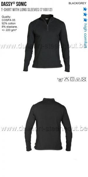 DASSY® Sonic (710012) T-shirt met lange mouwen - zwart/grijs