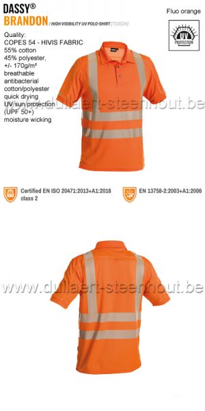DASSY® Brandon (710024) High visibility UV polo shirt - fluo-oranje