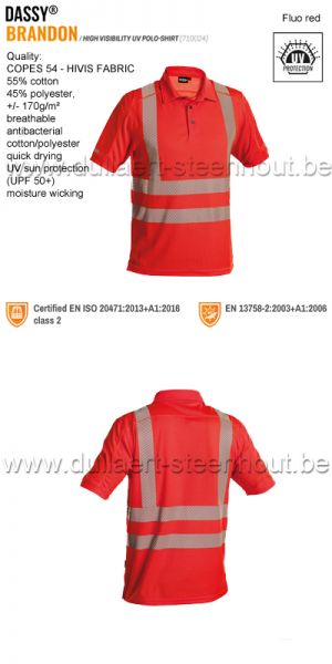 DASSY® Brandon (710024) High visibility UV polo shirt - fluo-rood