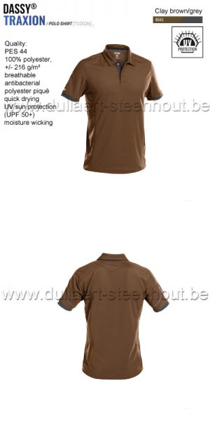 DASSY® Traxion (710026) Polo shirt - bruin/grijs