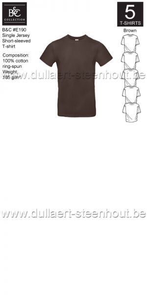 B&C - E190 T-shirt Single Jersey - brown - 5 STUKS PROMOTIE