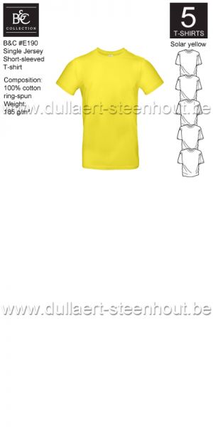 B&C - E190 T-shirt Single Jersey - solar yellow - 5 STUKS PROMOTIE