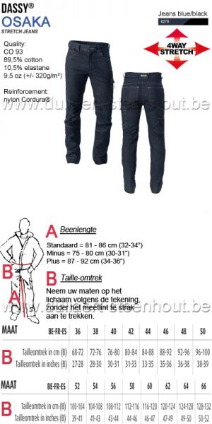 DASSY® Osaka (201011) Stretch werkjeans / stretch spijker werkbroek - jeans blue/black