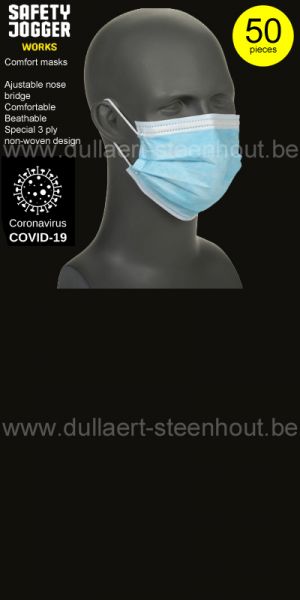 Safety Jogger - Comfort masks - Mondmaskers met verstelbare neusbrug - PER 50 STUKS