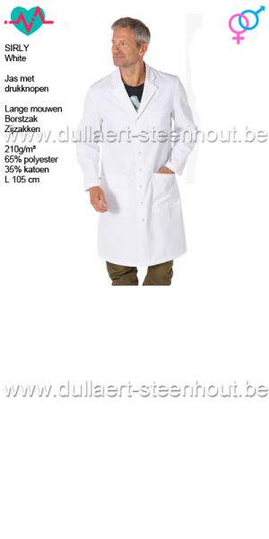 Healthcare clothing - Witte labojas / doktersjas 65% polyester / 35%katoen - Sirly 