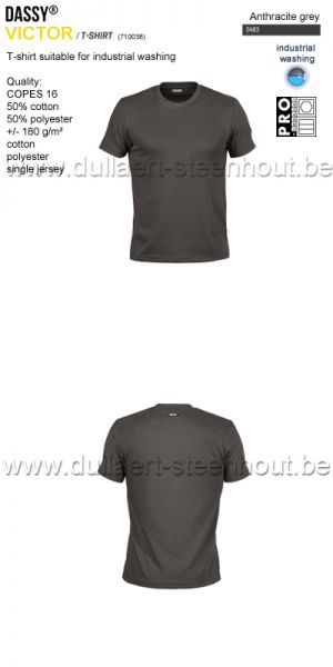 DASSY® Victor (710038) T-shirt geschikt voor industrieel wassen - Antracietgrijs