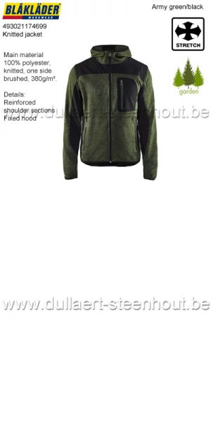 Blaklader 493021174699 Gebreid vest met softshell - army green/black
