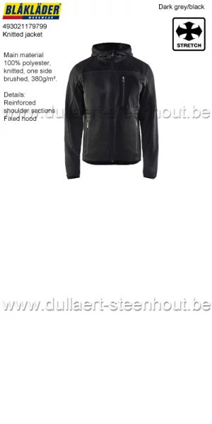 Blaklader 493021179799 Gebreid vest met softshell - donkergrijs/zwart