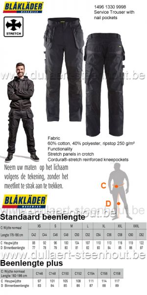 Blaklader - 1496 1330 9998 Service Werkbroek met spijkerzakken - zwart/grijs
