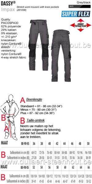 DASSY® Impax (201038) Stretch werkbroek met kniezakken - antracietgrijs/zwart