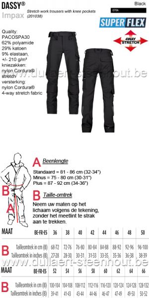  DASSY® Impax (201038) Stretch werkbroek met kniezakken - zwart