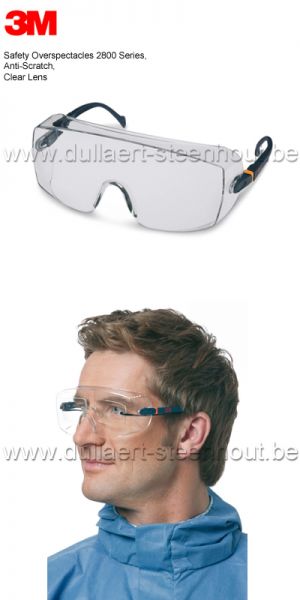 3M™ Overzetveiligheidsbril Serie 2800 krasbestendige en heldere lens
