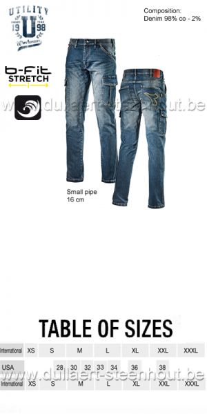 Diadora - Pant stone cargo / Stretch jeans werkbroek - jeans spijker werkbroek 702.172115