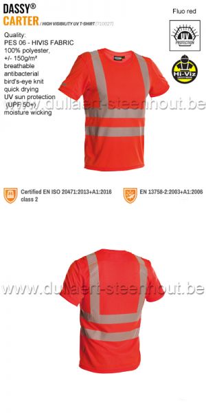 DASSY® Carter (710027) Hoge zichtbaarheids-UV-T-shirt - fluo rood