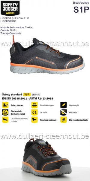Safety Jogger LOW LIGERO2S1P Lichtgewicht sportieve werksneaker - black/orange