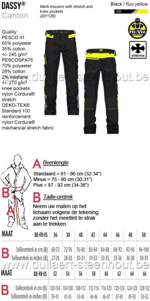 DASSY® Canton (201126) Werkbroek met stretch en kniezakken - zwart / fluogeel