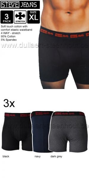 STEVEJEANS Set van 3 boxershorts 4 WAY STRETCH - Maat XL