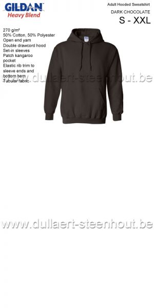 Gildan - Werksweater met kap 18500 Heavy blend - dark chocolate