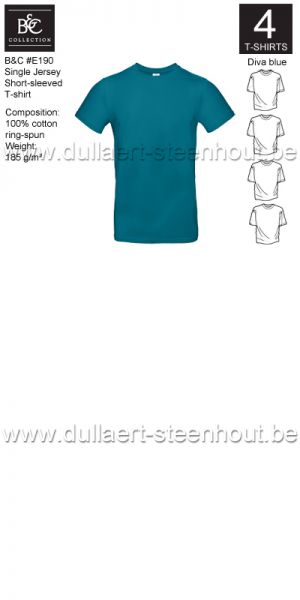 B&C - E190 T-shirt Single Jersey - diva blue - 4 STUKS PROMOTIE