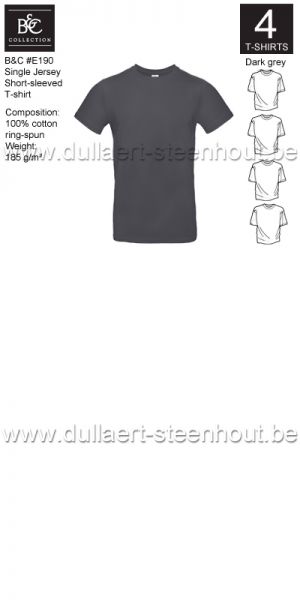 B&C - E190 T-shirt Single Jersey - dark grey - 4 STUKS PROMOTIE