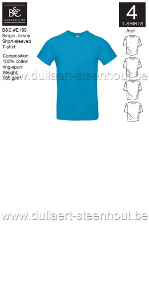B&C - E190 T-shirt Single Jersey - atoll - 4 STUKS PROMOTIE