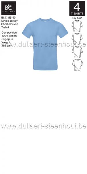 XXXL / 3XL  B&C - E190 Single Jersey Short-sleeved T-shirt - sky blue - 4 STUKS PROMO