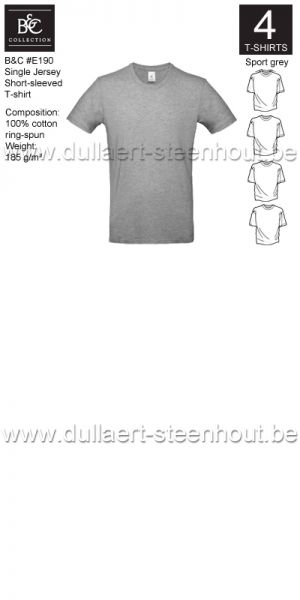 3XL / 4XL / 5XL B&C - E190 T-shirt Single Jersey - sport grey - 4 STUKS PROMOTIE