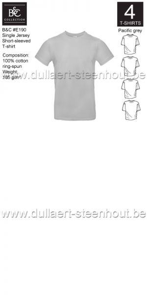 B&C - E190 T-shirt Single Jersey - pacific grey - 4 STUKS PROMOTIE