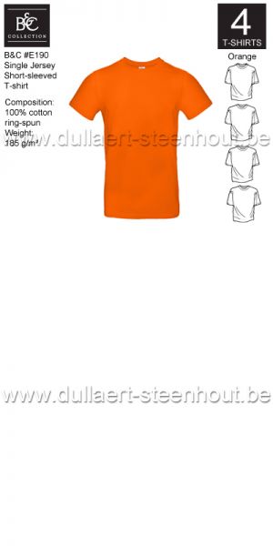 XXXL / 3XL  B&C - E190 Single Jersey Short-sleeved T-shirt - orange - 4 STUKS PROMOTIE