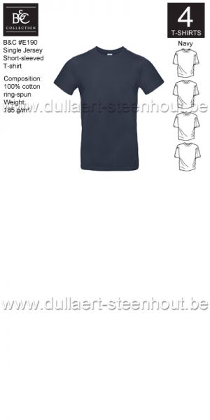 3XL / 4XL / 5XL B&C - E190 T-shirt Single Jersey - navy - 4 STUKS PROMOTIE