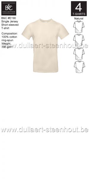 B&C - E190 T-shirt Single Jersey - natural - 4 STUKS PROMOTIE