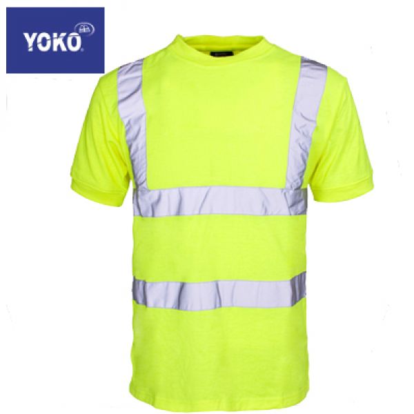 Yoko fluo geel t-shirt met 3M reflecterende banden