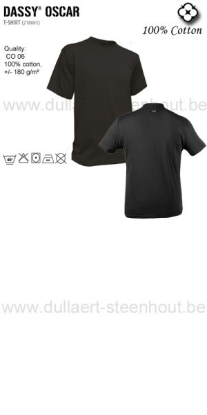 Dassy - 100% katoenen zwarte t-shirt Oscar / professionele kwaliteit